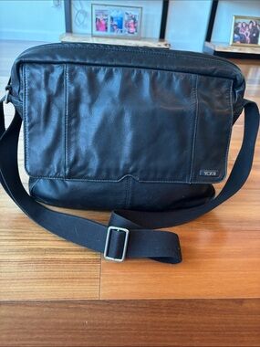 Leather Tumi messenger bag